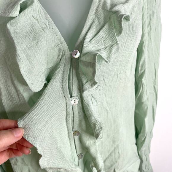 NWT H&M Divided Seafoam Green Peasant Blouse - Picture 3 of 8